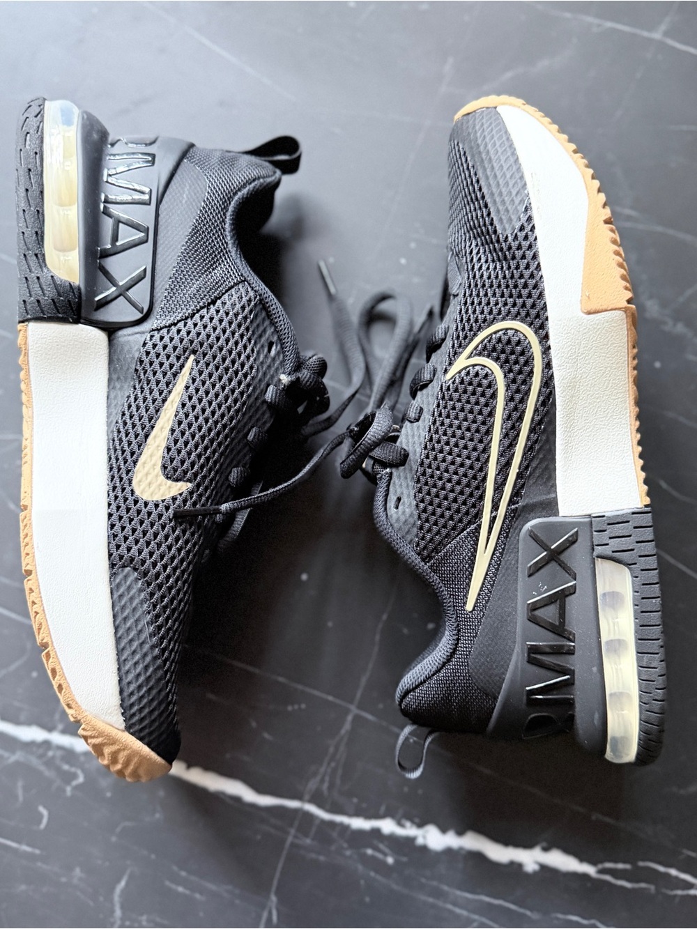 Nike Black and Gold Air Max Training Shoes